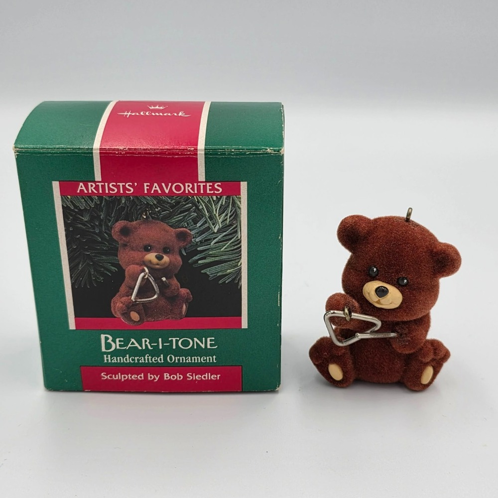 Hallmark 1989 Keepsake Christmas Ornament Velvet BEAR-I-TONE Signed by Artist